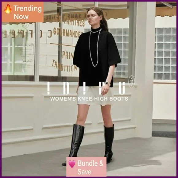 Women's Knee High Boots Square Toe Kitten Heel Side Zipper Comfortable Fall